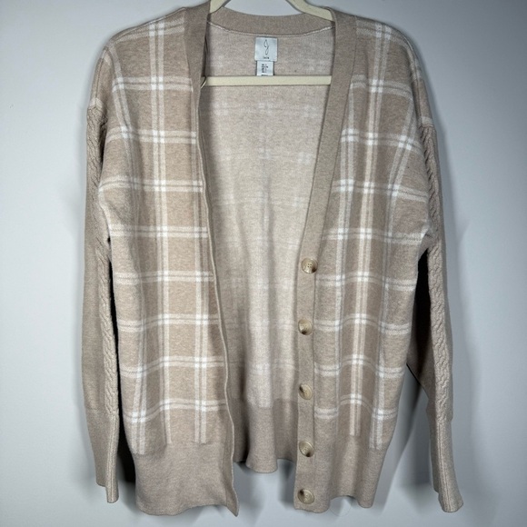 Joie Beige Plaid Cardigan Sweater - Picture 3 of 5